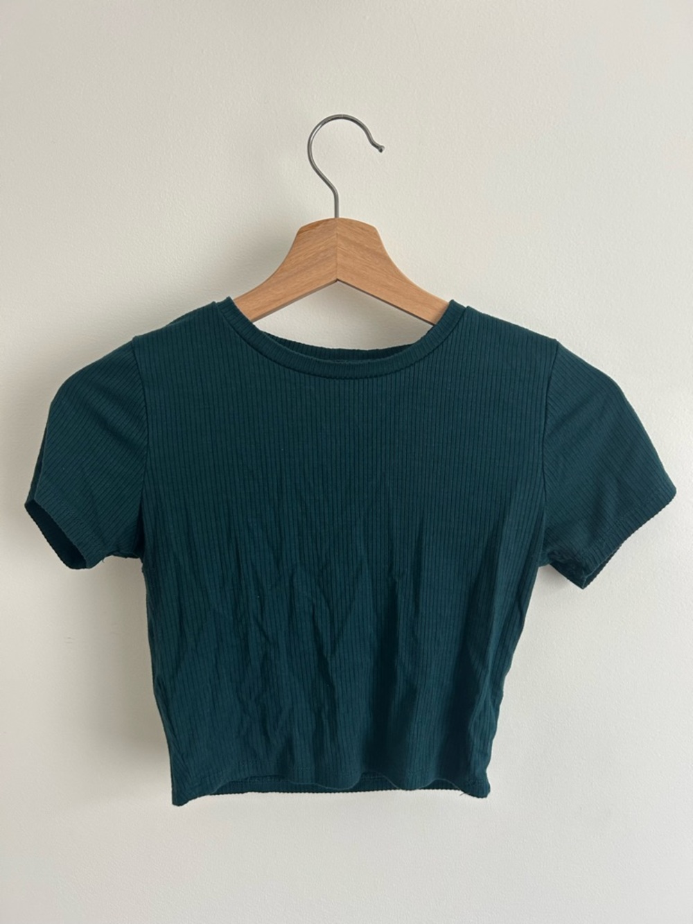 Garage Ribbed Crop Top in Teal Green